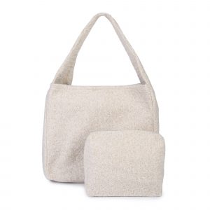 Beige handtas inclusief make-up tas