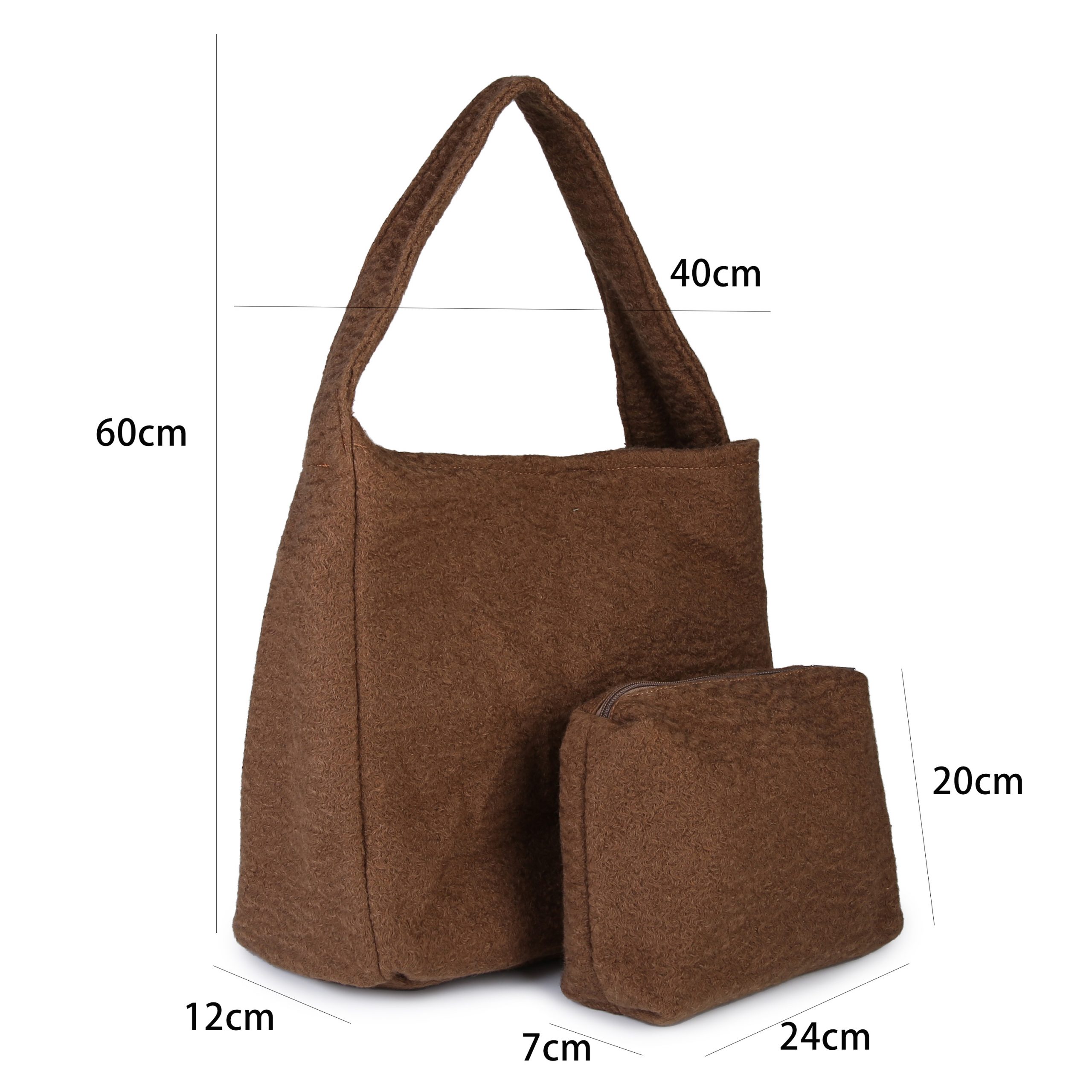 Beige handtas inclusief make-up tas - Afbeelding 2