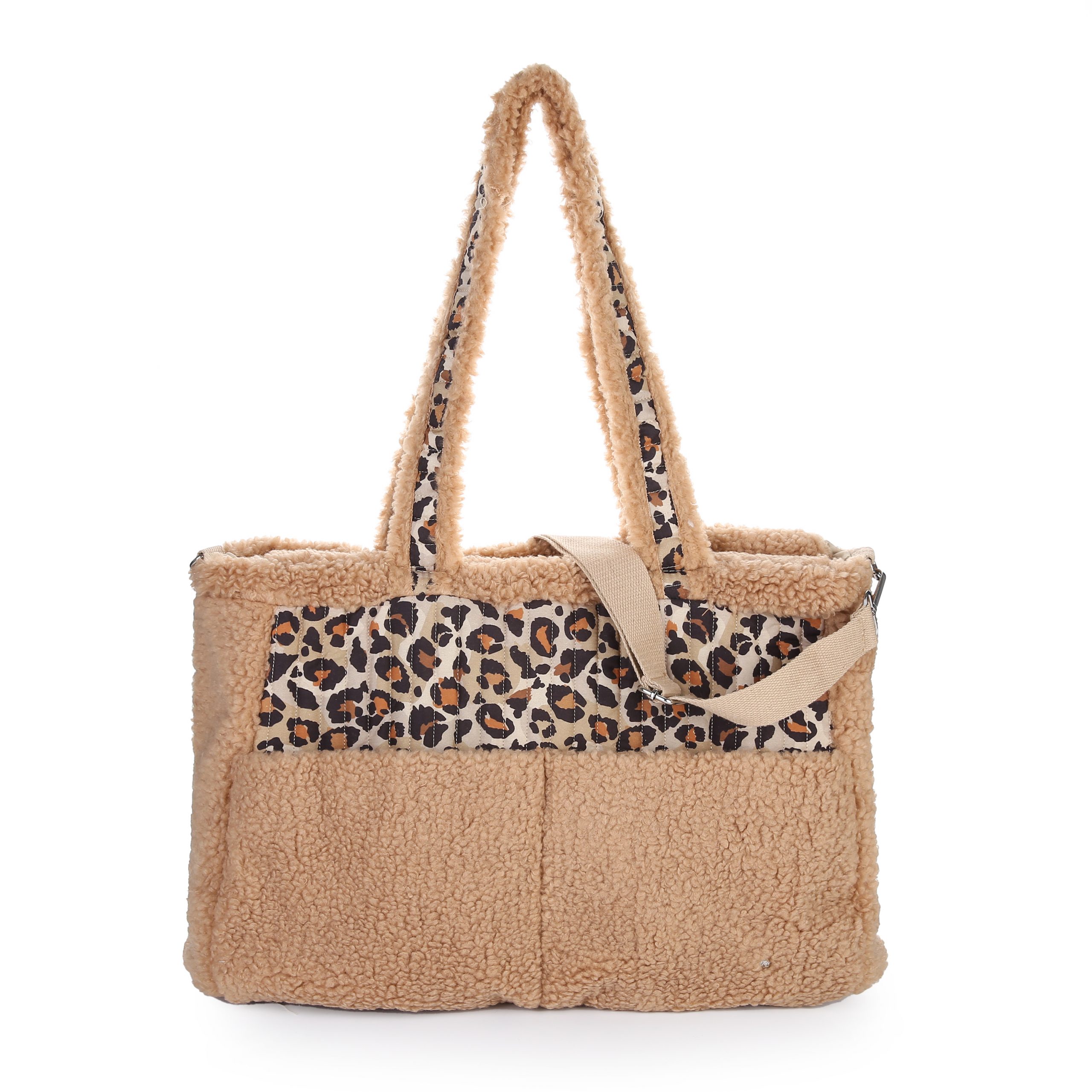 Bruine teddy panter shopper