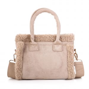 Beige teddy schoudertas