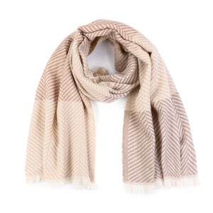 Sjaal vissengraat motief beige