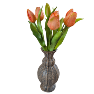 Real touch tulpen van 30 cm met buigbare stelen in de kleur peach. Natuurgetrouw, onderhoudsvrij en perfect voor elk interieur.