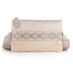 Beige schoudertas met horizontale sierband