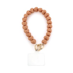 Beige - camel hartjes telefoonkoord