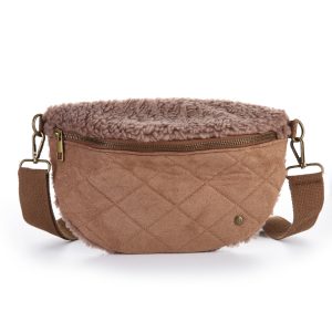 Taupe teddy schoudertas