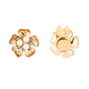 bloem goud met parels knopen clips