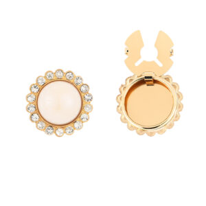 goud parel met diamantjes knopen clips
