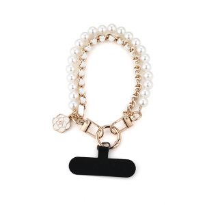 Wit met parels telefoonkoord