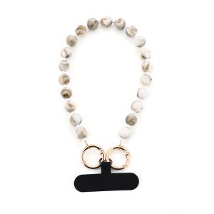 Wit - bruine kralen telefoonkoord