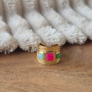Ring Bohemian color, verstelbare ringen, stainless steel, sieraden, dames ringen, webshop, voorjaar, zomer, trendy