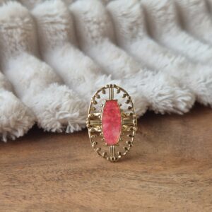 Ring Bohemian marmer pink, stainless steel, trendy, ringen