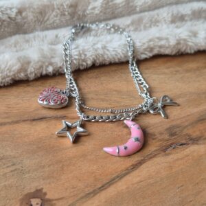 Bedelarmband hart - ster - maan - strik, charms bracelets, jewellerly, stainless steel, webshop, lovely home by natalie