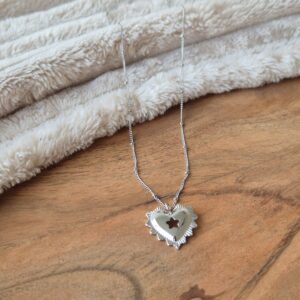 Ketting open hart, jewellerly, zilveren sieraden, dames ketting, stainless steel, cadeautip