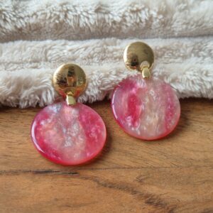 Oorbellen goud roze, party oorbellen, party sieraden, webshop in sieraden