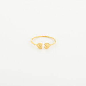 verstelbare ring, gouden ring, stainless steel ring goud, dubbele hart ring, hartjes ring, heart ring, minimalistische ring, fijne ring, dames ring, trendy ring, verstelbare dames ring, stacking ringen, romantische sieraden, open ring, subtiele ring