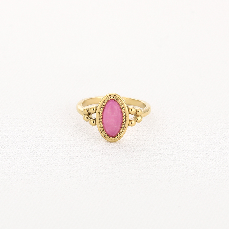 verstelbare ring, gouden ring, stainless steel ring, roze quartz ring, rose quartz ring, ovale steen ring, statement ring, boho sieraden, atuurlijke steen ring, roze steen ring