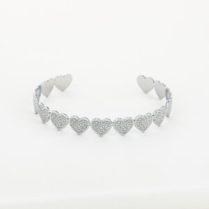 hartjes armband, verstelbare armband, stainless steel armband, open armband, dames armband, fijne armband, minimalistische armband, romantische sieraden, trendy armband, mode accessoires, goudkleurige sieraden, stapelbare armband, elegante armband, bangle armband zilver, zilveren armband verstelbaar