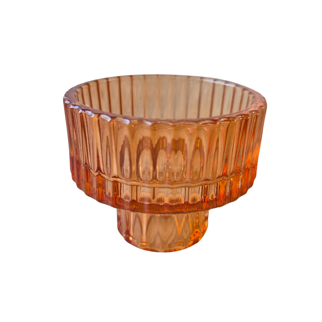 kandelaar en wachinelichthouder sanstone oranje glas sfeerverlichting kaars houder