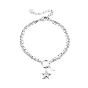 stainless steel armband zilver, roestvrijstalen armband zilver, zilverkleurige armband, dubbele schakel armband zilver, schakel armband zilver, minimalistische armband zilver, trendy armband zilver, elegante armband zilver, moderne armband zilver, dames armband zilver, layering armband zilver, bedel armband zilver, ster bedel armband zilver, zeester bedel zilver, strand armband zilver, zomerse armband zilver, minimalistische sieraden zilver, stainless steel sieraden zilver, waterproof armband zilver, verkleurt niet armband, hypoallergene armband zilver, duurzame sieraden zilver, everyday armband zilver, cadeau voor haar zilver, dames sieraden zilver, zilverkleurige stainless steel armband