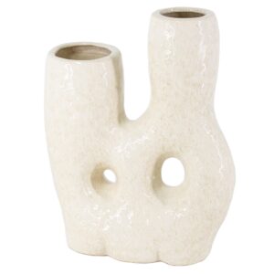 donut vaas, donuts vaas, donut vorm vaas, design vaas, keramische vaas, keramiek vaas, beige vaas, beige keramiek vaas, moderne vaas, sculptuur vaas, decoratieve vaas, unieke vaas, trendy vaas, minimalistische vaas, moderne woondecoratie, interieur accessoire, design woonaccessoire, abstracte vaas, kunstzinnige vaas, vaas met opening, dubbele hals vaas, bloemenvaas, droogbloemen vaas, neutrale woondecoratie, stijlvolle vaas, decoratie voor tafel, decoratie voor kast, decoratie voor plank, Scandinavische woondecoratie, design object vaas